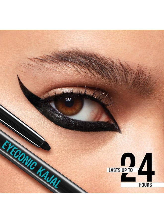 Lakme Eyeconic Black Kajal, Matte Kohl Liner in a Twist Up Pencil - Waterproof, Smudge Proof & Long Lasting Eye Makeup, 0.35 g (Pack of 2) - Image 3